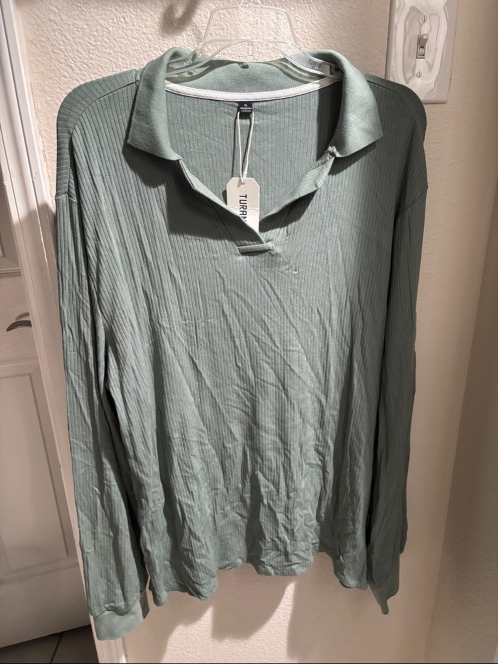 Turano Sage Green Blouse with Pocket on Left Sleeve NWT